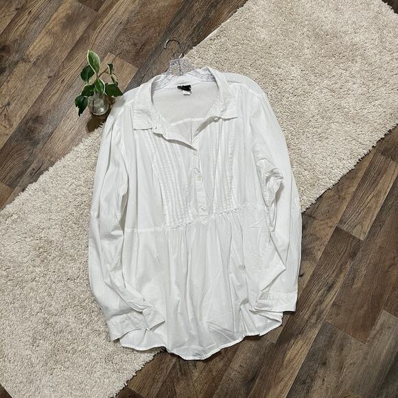Torrid 4X White Versatile Half Button Down Pintuck Cinched Babydoll Blouse - Picture 1 of 5